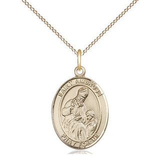 14kt Gold Filled Saint Ambrose Medal Religious Jewelry Engraved Catholic Saint Jewelry