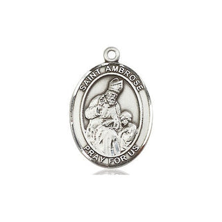 Pewter Saint Ambrose Medal Engraved Catholic Saint Jewelry