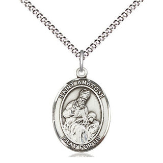 Pewter Saint Ambrose Medal Religious Jewelry Engraved Catholic Saint Jewelry