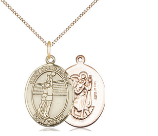 14kt Gold Filled Saint Christopher Volleyball Medal Religious Jewelry