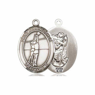 Pewter Saint Christopher Volleyball Medal