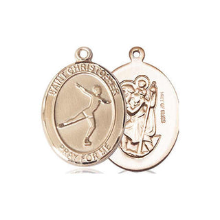 14kt Gold Filled Saint Christopher Figure Skating Medal