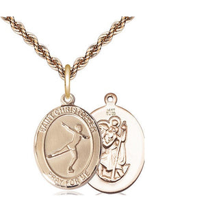 14kt Gold Saint Christopher Figure Skating Medal