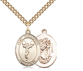 14kt Gold Filled Saint Christopher Cheerleading Medal Religious Jewelry
