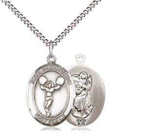 Pewter Saint Christopher Cheerleading Medal Religious Jewelry