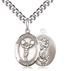 Pewter Saint Christopher Cheerleading Medal Religious Jewelry