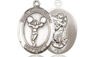 Sterling Silver Saint Christopher Cheerleading Medal Religious Jewelry