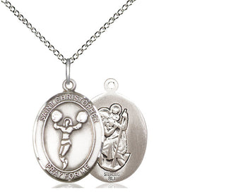 Sterling Silver Saint Christopher Cheerleading Medal Religious Jewelry