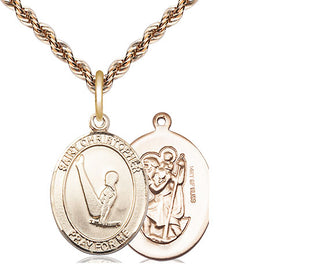14kt Gold Filled Saint Christopher Gymnastics Medal Religious Jewelry