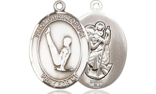 Sterling Silver Saint Christopher Gymnastics Medal Religious Jewelry