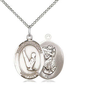 Sterling Silver Saint Christopher Gymnastics Medal Religious Jewelry
