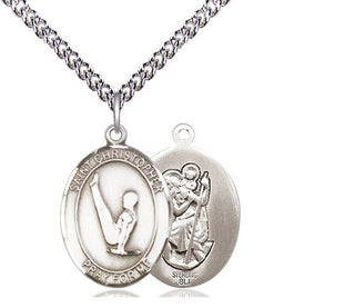 Sterling Silver Saint Christopher Gymnastics Medal Religious Jewelry