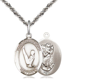 Sterling Silver Saint Christopher Gymnastics Medal Religious Jewelry