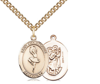 14kt Gold Filled Saint Christopher Dance Medal Religious Jewelry