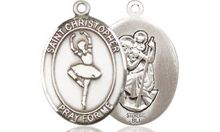 Sterling Silver Saint Christopher Dance Medal Religious Jewelry