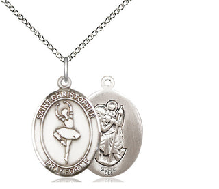 Sterling Silver Saint Christopher Dance Medal Religious Jewelry