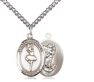 Sterling Silver Saint Christopher Dance Medal Religious Jewelry