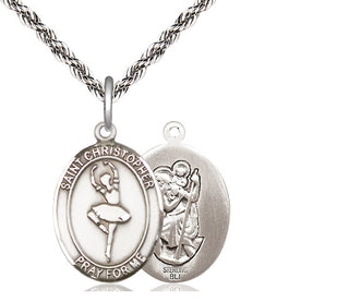 Sterling Silver Saint Christopher Dance Medal Religious Jewelry