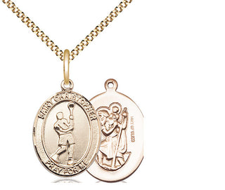 14kt Gold Filled Saint Christopher Lacrosse Medal Religious Jewelry