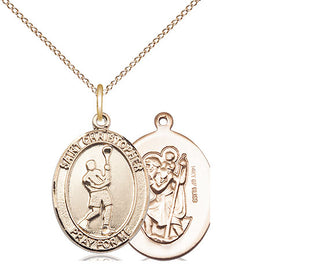 14kt Gold Filled Saint Christopher Lacrosse Medal Religious Jewelry