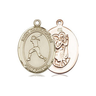 14kt Gold Saint Christopher Softball Medal