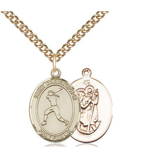 14kt Gold Saint Christopher Softball Medal