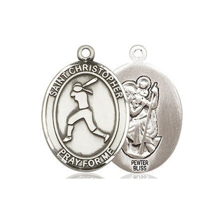Pewter Saint Christopher Softball Medal