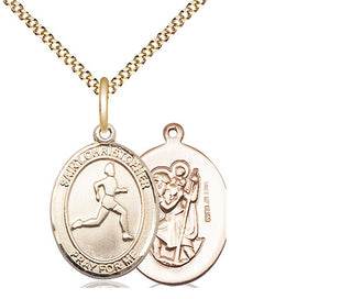 14kt Gold Filled Saint Christopher Track&Field Medal Religious Jewelry