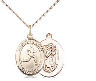14kt Gold Filled Saint Christopher Track&Field Medal Religious Jewelry