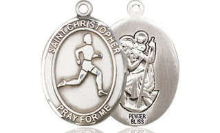 Pewter Saint Christopher Track&Field Medal