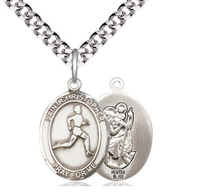 Pewter Saint Christopher Track&Field Medal Religious Jewelry