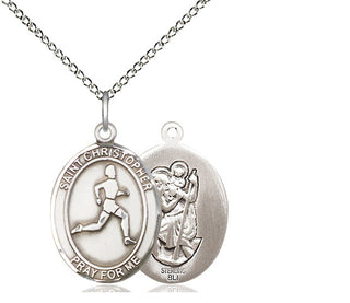 Sterling Silver Saint Christopher Track&Field Medal Religious Jewelry