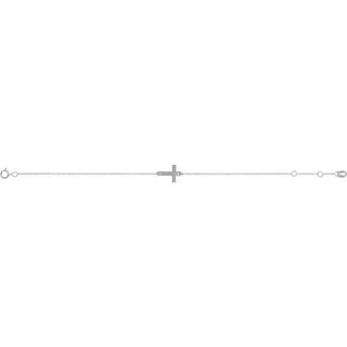 14K White Engravable Cross 6 1/2-7 1/2" Bracelet