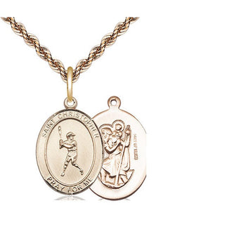 14kt Gold Filled Saint Christopher Baseball Medal Religious Jewelry