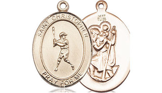 14kt Gold Saint Christopher Baseball Medal