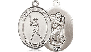 Pewter Saint Christopher Baseball Medal