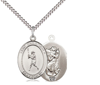 Pewter Saint Christopher Baseball Medal Religious Jewelry