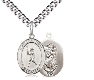 Pewter Saint Christopher Baseball Medal Religious Jewelry