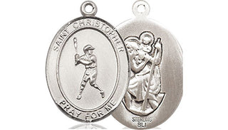 Sterling Silver Saint Christopher Baseball Medal Religious Jewelry