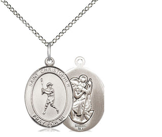 Sterling Silver Saint Christopher Baseball Medal Religious Jewelry