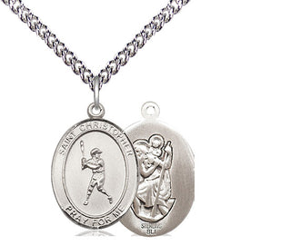 Sterling Silver Saint Christopher Baseball Medal Religious Jewelry