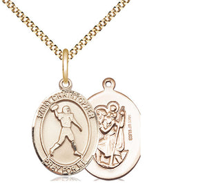 14kt Gold Filled Saint Christopher Football Medal Religious Jewelry