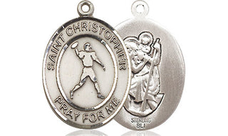 Sterling Silver Saint Christopher Football Medal Religious Jewelry