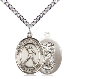 Sterling Silver Saint Christopher Football Medal Religious Jewelry