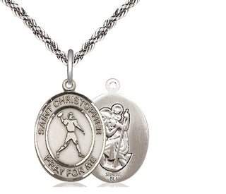 Sterling Silver Saint Christopher Football Medal Religious Jewelry