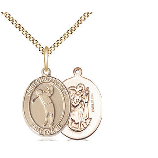 14kt Gold Filled Saint Christopher Golf Medal Religious Jewelry