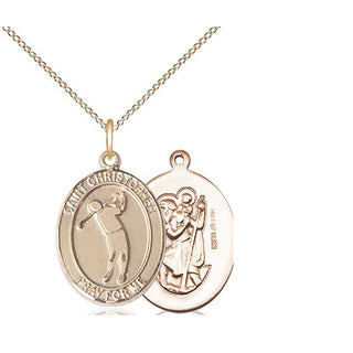 14kt Gold Filled Saint Christopher Golf Medal Religious Jewelry