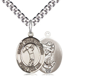 Pewter Saint Christopher Golf Medal Religious Jewelry