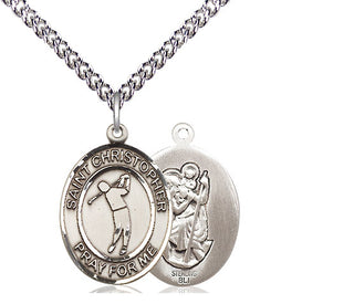 Sterling Silver Saint Christopher Golf Medal Religious Jewelry