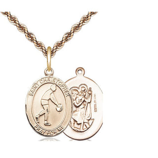 14kt Gold Filled Saint Christopher Basketball Medal Religious Jewelry